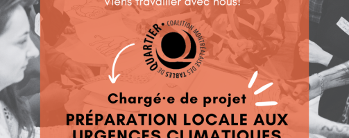 OFFRE D’EMPLOI : Chargé·e de projet – préparation locale aux urgences climatiques